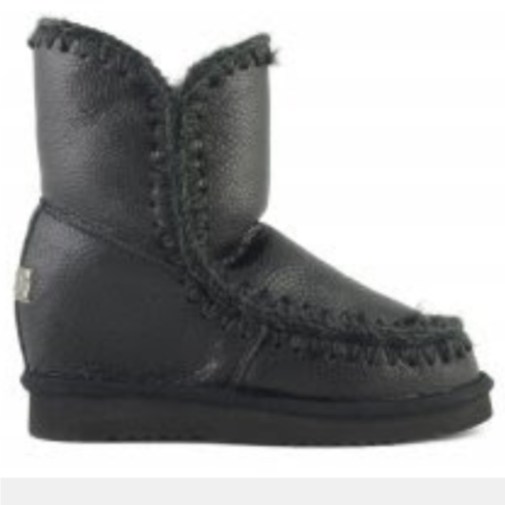 Mou Eskimo inner wedge Leather , crochet & shearling Boots